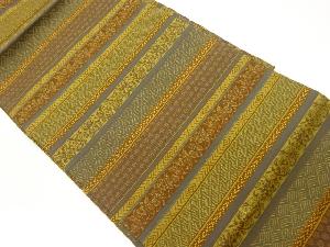 横段に変わり草花・幾何学模様織出し名古屋帯